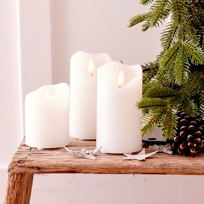 Kaemingk Set of 3 White Remote LED Candles Kaemingk Set of 3 White Remote LED Candles