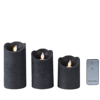 Kaemingk Set of 3 Grey Remote LED Candles Kaemingk Set of 3 Grey Remote LED Candles