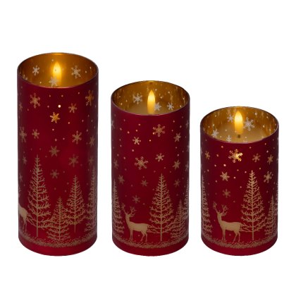Kaemingk Set of 3 LED Decorative Festive Candles Kaemingk Set of 3 LED Decorative Festive Candles
