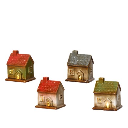 Kaemingk Small LED Stoneware House Ornament Kaemingk Small LED Stoneware House Ornament