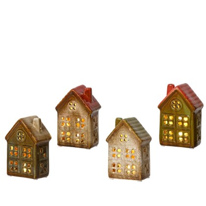 Kaemingk Large LED Stoneware House Ornament Kaemingk Large LED Stoneware House Ornament