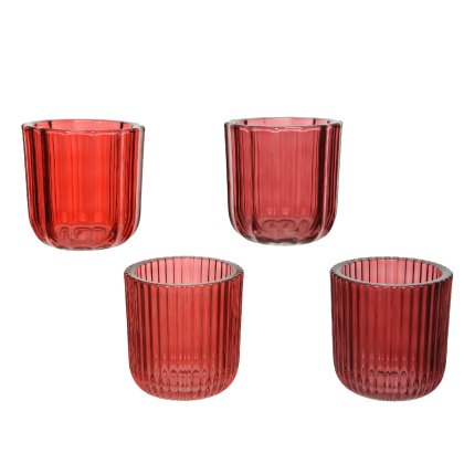 Kaemingk Red Textured Glass Tealight Holder Kaemingk Red Textured Glass Tealight Holder