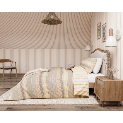 Helena Springfield - Harvest Moon Collection - Folk Stripe Graphite Copper Duvet Cover Set Helena Springfield - Harvest Moon Collection - Folk Stripe Graphite Copper Duvet Cover Set