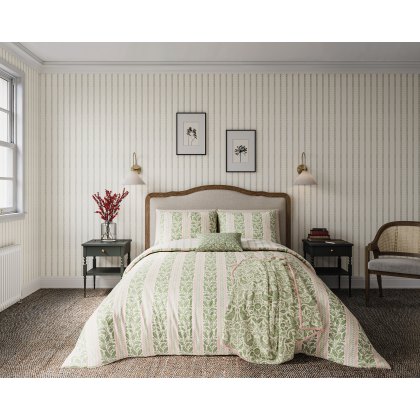 Helena Springfield - Harvest Moon Collection - Oak Stripe Green Pink Duvet Cover Set Helena Springfield - Harvest Moon Collection - Oak Stripe Green Pink Duvet Cover Set