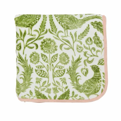 Helena Springfield - Harvest Moon Collection - Pheasant Fleece Green Pink Throw Helena Springfield - Harvest Moon Collection - Pheasant Fleece Green Pink Throw
