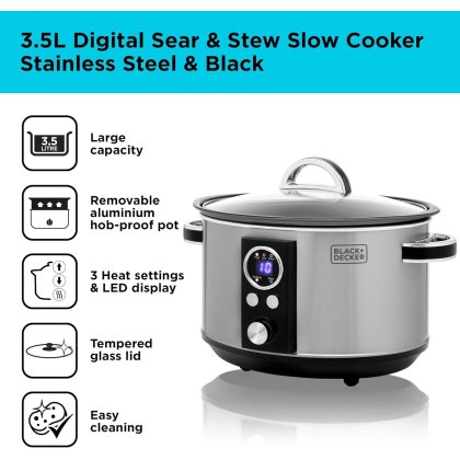 Black & Decker 3.5L Digital Slow Cooker Black & Decker 3.5L Digital Slow Cooker
