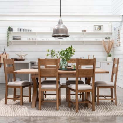 Manor Oak 1.5m Extending Crossed Leg Dining Table with 6 Ladder Back Chairs Manor Oak 1.5m Extending Crossed Leg Dining Table with 6 Ladder Back Chairs