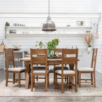 Manor Oak 1.5m Extending Crossed Leg Dining Table with 6 Ladder Back Chairs Manor Oak 1.5m Extending Crossed Leg Dining Table with 6 Ladder Back Chairs