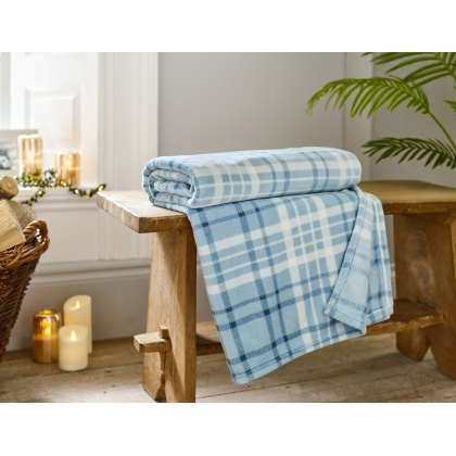 Deyongs Snuggle Touch Check Throw Ocean Deyongs Snuggle Touch Check Throw Ocean