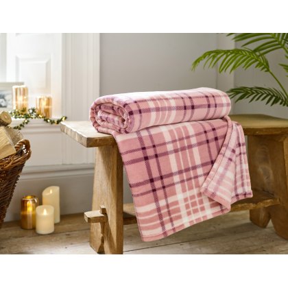Deyongs Snuggle Touch Check Throw Pink Deyongs Snuggle Touch Check Throw Pink