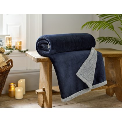 Deyongs Hazelwood Sherpa Throw Navy Deyongs Hazelwood Sherpa Throw Navy