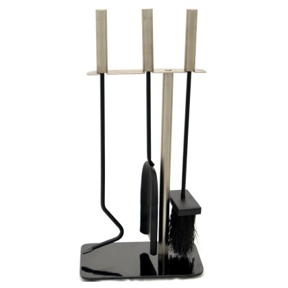 Black Isle Forge Black Glass & Stainless Steel Companion Set Black Isle Forge Black Glass & Stainless Steel Companion Set