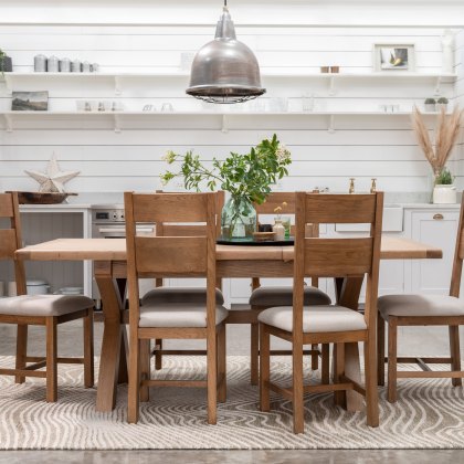 Manor Oak 1.5m Extending Crossed Leg Dining Table and 4 Ladder Back Chairs Manor Oak 1.5m Extending Crossed Leg Dining Table and 4 Ladder Back Chairs