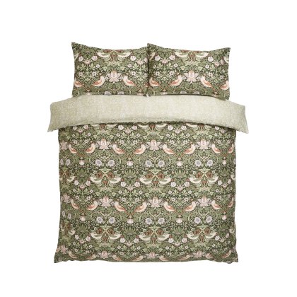 William Morris At Home Strawberry Thief Nettle Duvet Cover Set William Morris At Home Strawberry Thief Nettle Duvet Cover Set
