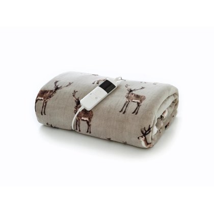 Deyongs Mocha Sterling Stag Heated Sherpa Throw Deyongs Mocha Sterling Stag Heated Sherpa Throw