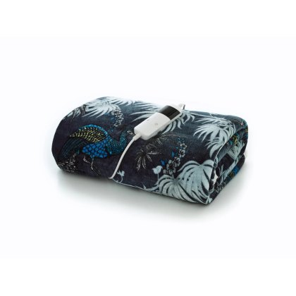 Deyongs Teal Peacocks Heated Sherpa Throw Deyongs Teal Peacocks Heated Sherpa Throw