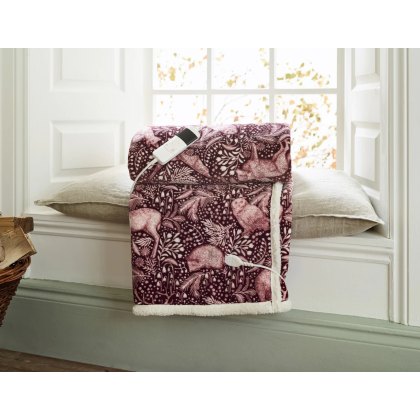 Deyongs Wine Woodland Folk Heated Sherpa Throw Deyongs Wine Woodland Folk Heated Sherpa Throw