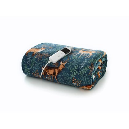 Deyongs Teal Fox and Deer Heated Sherpa Throw Deyongs Teal Fox and Deer Heated Sherpa Throw