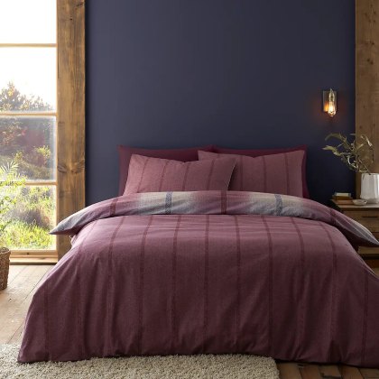 Catherine Lansfield Melrose Tweed Brushed Plum Duvet Cover Set Catherine Lansfield Melrose Tweed Brushed Plum Duvet Cover Set