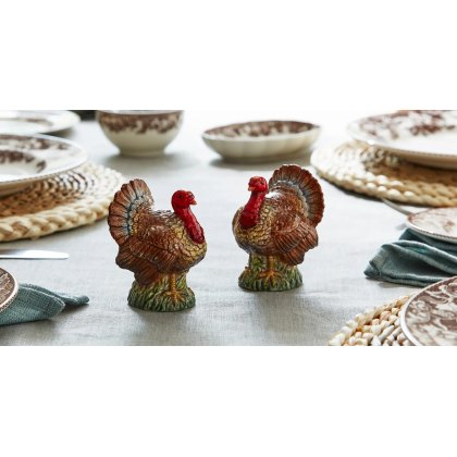 Spode Woodland Figural Turkey Salt & Pepper Shakers Spode Woodland Figural Turkey Salt & Pepper Shakers