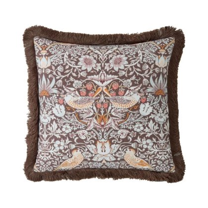 William Morris At Home Strawberry Thief Chocolate Cushions William Morris At Home Strawberry Thief Chocolate Cushions