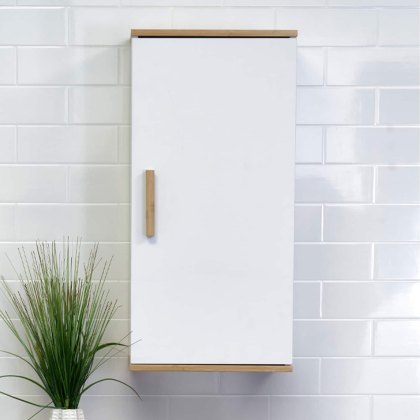 Showerdrape Nola Bamboo White Single Wall Cabinet Showerdrape Nola Bamboo White Single Wall Cabinet