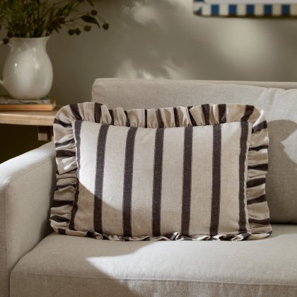 Paoletti Connie Chocolate Striped Ruffle Cushion Paoletti Connie Chocolate Striped Ruffle Cushion