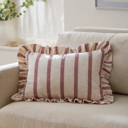 Paoletti Connie Clay Pink Striped Ruffle Cushion Paoletti Connie Clay Pink Striped Ruffle Cushion