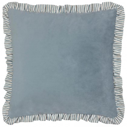 Paoletti Solene Blue Ruffle Matte Velvet Cushion Paoletti Solene Blue Ruffle Matte Velvet Cushion