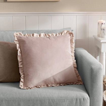 Paoletti Solene Pink Ruffle Matte Velvet Cushion Paoletti Solene Pink Ruffle Matte Velvet Cushion