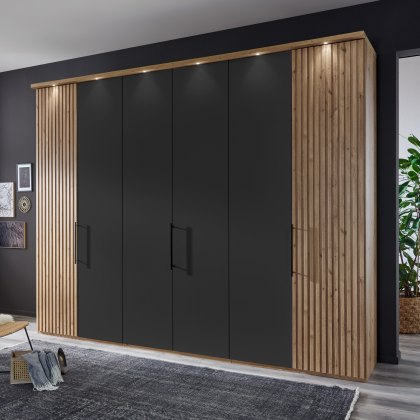 Wiemann Chicago 3m 6 Door Wardrobe in Graphite with Cornice and LEDs Wiemann Chicago 3m 6 Door Wardrobe in Graphite with Cornice and LEDs