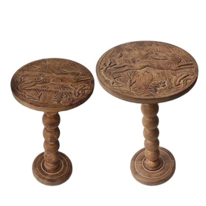 Aquarelle Home Bradwell Etched set of 2 tables Aquarelle Home Bradwell Etched set of 2 tables