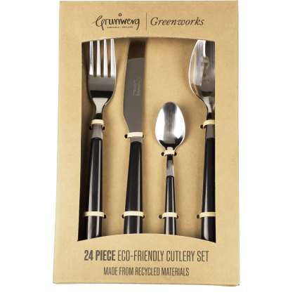 Greenworks 24 Piece Cutlery Set Black Greenworks 24 Piece Cutlery Set Black