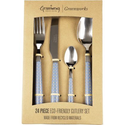 Greenworks 24 Piece Cutlery Set Mosaic Tile Greenworks 24 Piece Cutlery Set Mosaic Tile