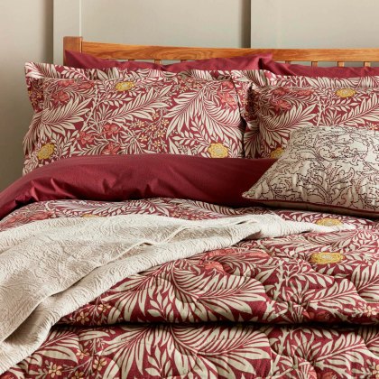 Morris & Co Larkspur Crimson Red Duvet Cover Set Morris & Co Larkspur Crimson Red Duvet Cover Set