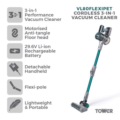 Tower VL80 Flexi Pet 3 in 1 Cordless Vacuum Cleaner Tower VL80 Flexi Pet 3 in 1 Cordless Vacuum Cleaner