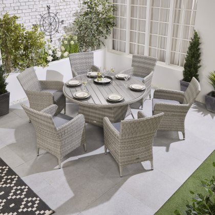 Norfolk & Co Brancaster 6 Seater Round Dining Set Norfolk & Co Brancaster 6 Seater Round Dining Set
