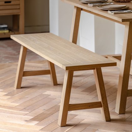 Gallery Direct Eton Trestle 1.5m Dining Bench in Natural Gallery Direct Eton Trestle 1.5m Dining Bench in Natural