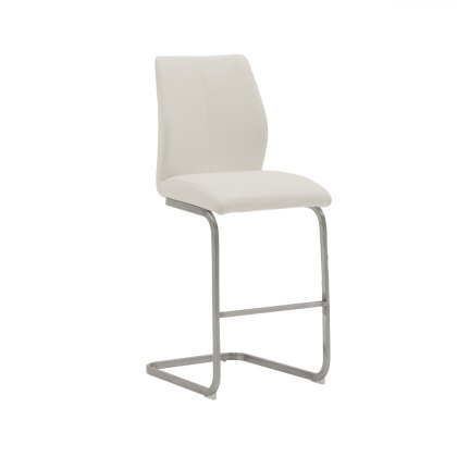 Irma Brushed Steel Counter Stool in White Irma Brushed Steel Counter Stool in White