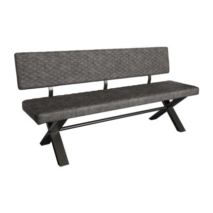Fusion Oak 180cm Upholstered Dining Bench with Back in Graphite Fusion Oak 180cm Upholstered Dining Bench with Back in Graphite