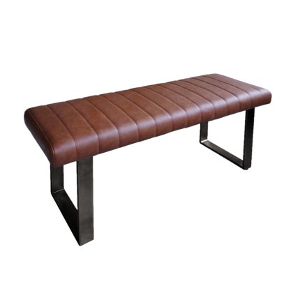 Fusion Oak Retro Stitch 1.2m Low Bench in Tan Fusion Oak Retro Stitch 1.2m Low Bench in Tan
