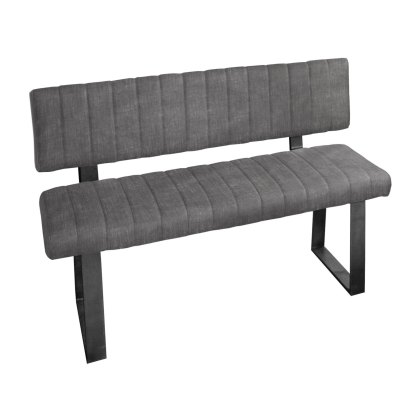 Fusion Oak Retro Stitch 1.2m Low Bench with Back in Graphite Fusion Oak Retro Stitch 1.2m Low Bench with Back in Graphite