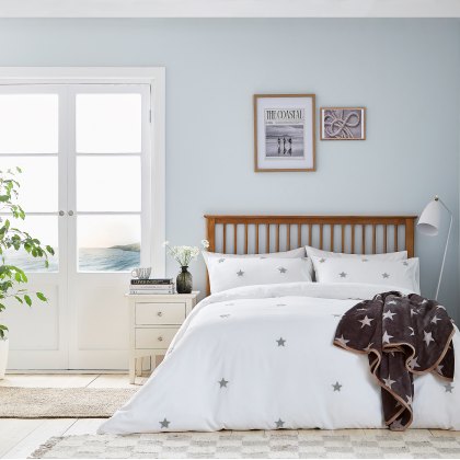 Helena Springfield Tufted Star Silver Duvet Cover Set Helena Springfield Tufted Star Silver Duvet Cover Set