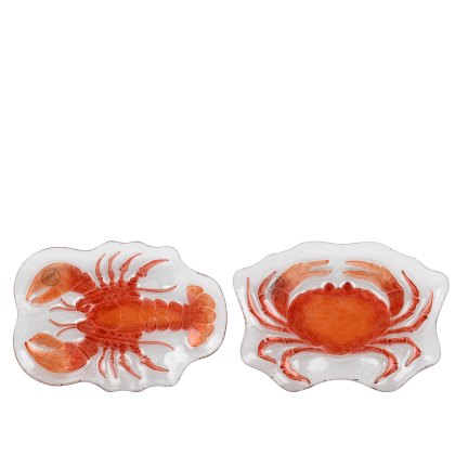 Kaemingk Lobster and Crab Glass Plates Kaemingk Lobster and Crab Glass Plates