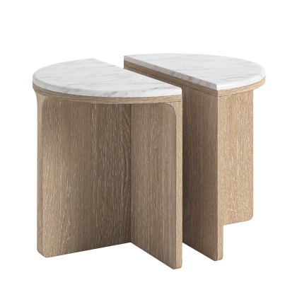 Portobello Half Moon Nest Of Tables With Travertine Tops Portobello Half Moon Nest Of Tables With Travertine Tops