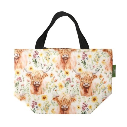 Eco Chic Floral Highland Cow Insulated Foldable Lunch Bag Eco Chic Floral Highland Cow Insulated Foldable Lunch Bag