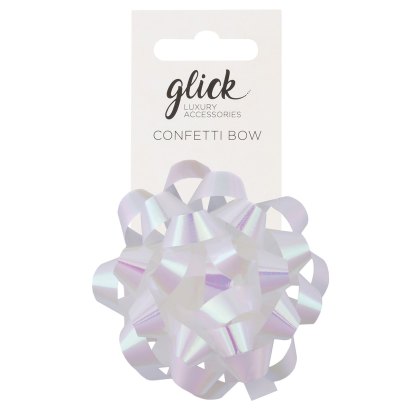 Glick Iridescent White Confetti Bow Glick Iridescent White Confetti Bow