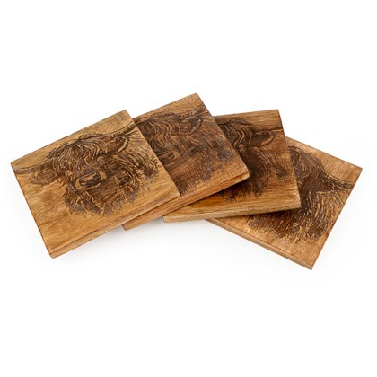 Candlelight Highland Cow Set of 4 Coasters Candlelight Highland Cow Set of 4 Coasters