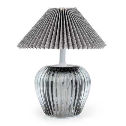 Candlelight Ridged Glass Battery Led Lamp Grey Candlelight Ridged Glass Battery Led Lamp Grey