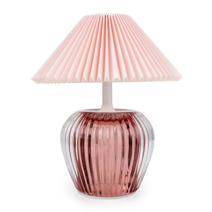 Candlelight Ridged Glass Battery Led Lamp Pink Candlelight Ridged Glass Battery Led Lamp Pink